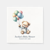 Teddybeer met ballonnen Baby shower servetten (Voorkant)