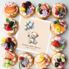 Teddybeer met ballonnen Baby shower servetten