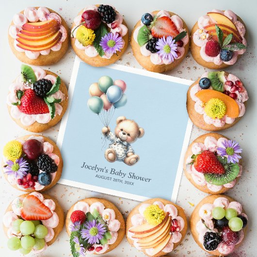 Teddybeer met ballonnen Baby shower servetten