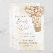 Teddybeer met ballonnen Baby shower uitnodiging (Voorkant / Achterkant)