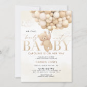 Teddybeer met ballonnen Baby shower uitnodiging (Voorkant)