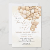 Teddybeer met ballonnen Baby shower uitnodiging (Voorkant)