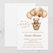 Teddybeer met ballonnen Boho Neutraal Baby shower Kaart (Voorkant / Achterkant)