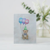 Teddybeer met ballonnen briefkaart (Staand voorkant)