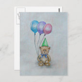Teddybeer met ballonnen briefkaart (Voorkant / Achterkant)