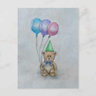 Teddybeer met ballonnen briefkaart