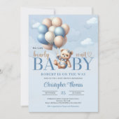 Teddybeer met ballonnen die uit de lucht dalen kaart (Voorkant)