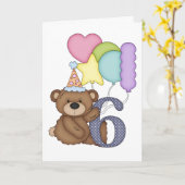 Teddybeer met ballonnen Kinder zesde verjaardag Ka Kaart (Gele Bloem)