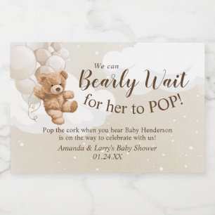 Teddybeer met ballonnen Mini Mousserende Wijn Labe Sparkling Wijnetiket