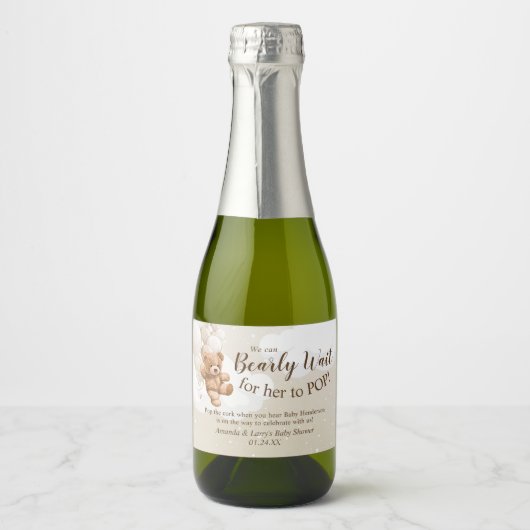Teddybeer met ballonnen Mini Mousserende Wijn Labe Sparkling Wijnetiket (Voorkant)