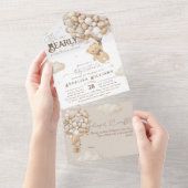 Teddybeer met ballonnen Neutraal Baby shower All In One Uitnodiging (Afscheurbaar)