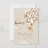 Teddybeer met ballonnen Neutraal Baby shower Bedankkaart (Voorkant)