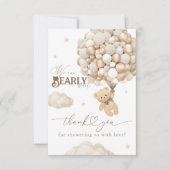 Teddybeer met ballonnen Neutraal Baby shower Bedankkaart (Voorkant)