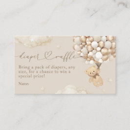 Teddybeer met ballonnen Neutraal Baby shower Informatiekaartje