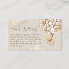 Teddybeer met ballonnen Neutraal Baby shower Informatiekaartje