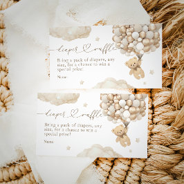 Teddybeer met ballonnen Neutraal Baby shower Informatiekaartje