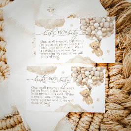 Teddybeer met ballonnen Neutraal Baby shower Informatiekaartje