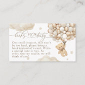 Teddybeer met ballonnen Neutraal Baby shower Informatiekaartje (Voorkant)