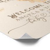 Teddybeer met ballonnen Neutraal Baby shower Poster (Hoek)