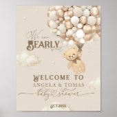 Teddybeer met ballonnen Neutraal Baby shower Poster (Voorkant)