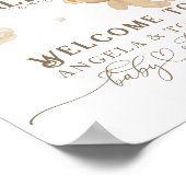 Teddybeer met ballonnen Neutraal Baby shower Poster (Hoek)