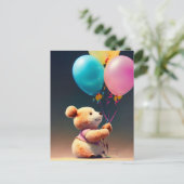 Teddybeer met ballonnen, Postcrossing Briefkaart (Staand voorkant)