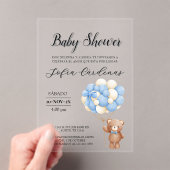 Teddybeer met ballonnen Spaans Baby shower Wit Acryl Uitnodigingen (Insitu (Draagbaar))