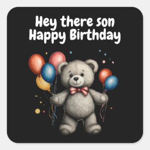 Teddybeer met ballonnen vierkante sticker
