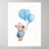 Teddybeer met ballonnen Waterverf kwekerij Poster (Voorkant)