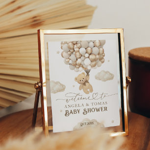 Teddybeer met ballonnen Welkom Baby shower Poster