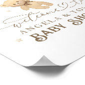 Teddybeer met ballonnen Welkom Baby shower Poster (Hoek)