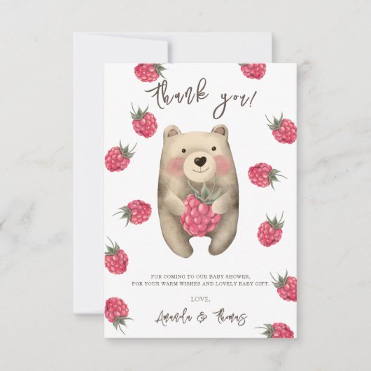 Teddybeer met bessen - dank u bedankkaart (Voorkant)