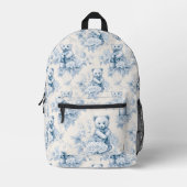 teddybeer met blauw roos Print Cut Sew Bag Bedrukte Rugzak (Voorkant)