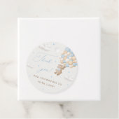 Teddybeer met blauwe ballonnen bedankjes labels (In situ)