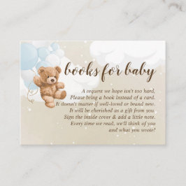 Teddybeer met blauwe ballonnen Boeken voor baby ka Informatiekaartje