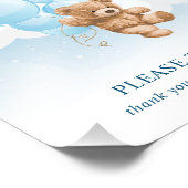 Teddybeer met blauwe ballonnen Favorieten Sign Foto Afdruk (Hoek)