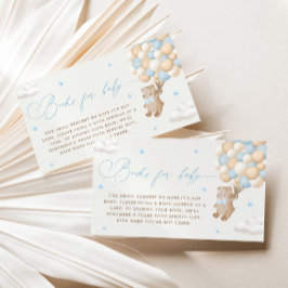 Teddybeer met blauwe ballonnen informatiekaartje