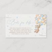 Teddybeer met blauwe ballonnen informatiekaartje (Voorkant)