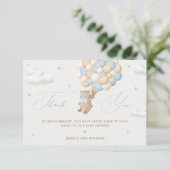 Teddybeer met blauwe ballonnen kaart (Staand voorkant)