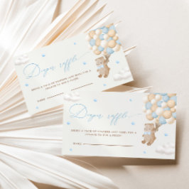 Teddybeer met blauwe ballonnen Luier Raffle Informatiekaartje