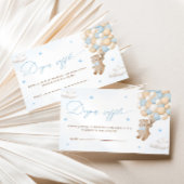 Teddybeer met blauwe ballonnen Luier Raffle Informatiekaartje