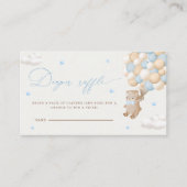 Teddybeer met blauwe ballonnen Luier Raffle Informatiekaartje (Voorkant)