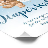 Teddybeer met blauwe ballonnen Luier Raffle Teken Foto Afdruk (Hoek)