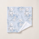 Teddybeer met blauwe rozen bad handdoek (Wasdoekje)