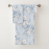 Teddybeer met blauwe rozen bad handdoek (Insitu)