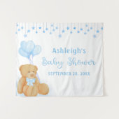 Teddybeer met blauwe sterren achtergrond voor baby wandkleed (Voorkant (horizontaal))