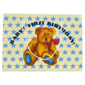 Teddybeer met blauwe sterren large cadeautasje (Achterkant)