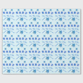Teddybeer Met Blauwe Tekst Babyborrel Cadeaupapier (Vlak)