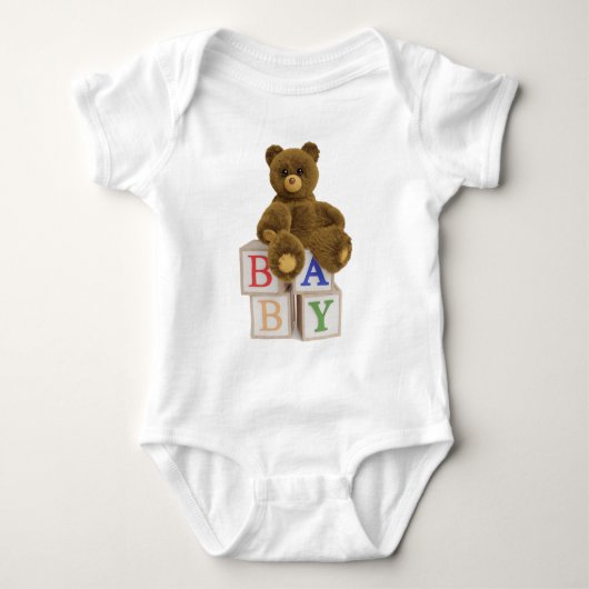 Teddybeer met Blocks Baby shower Romper (Voorkant)