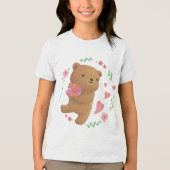 Teddybeer met bloemen Tri-Blend shirt (Voorkant)